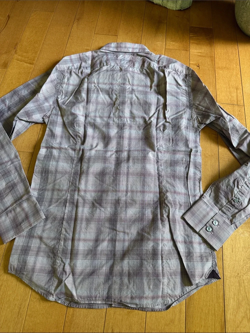 Banana Republic Men's Glen Plaid Dress Shirt in Maroon and Gray
